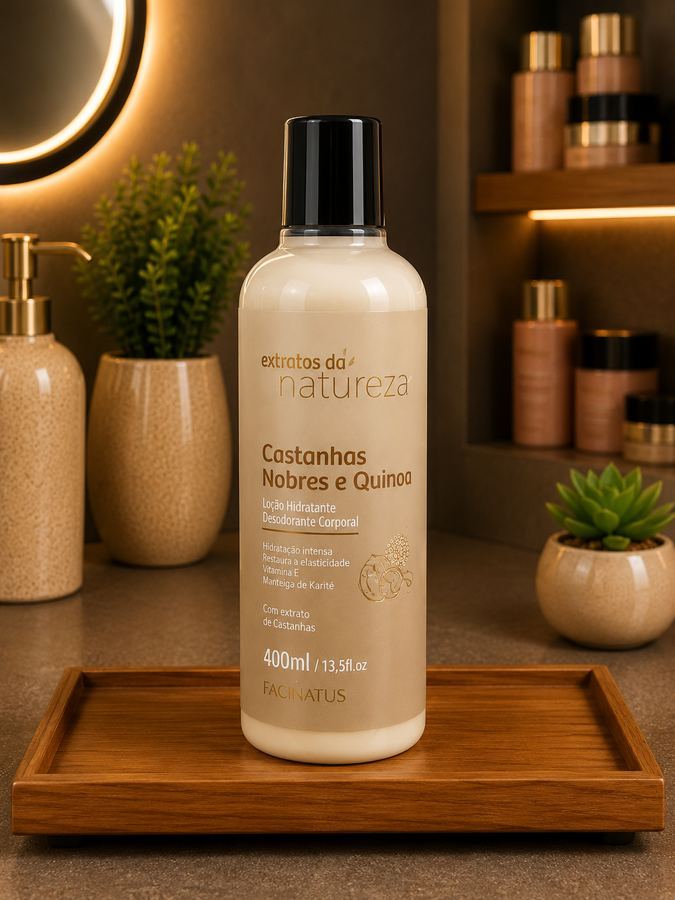 HIDRATANTE DESODORANTE CORPORAL FEMININO CASTANHAS NOBRES E QUINOA 400ML