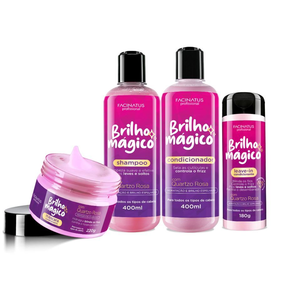 KIT-BRILHO MÁGICO (SHAMPOO+CONDICIONADOR+MÁSCARA+LEAVE-IN)