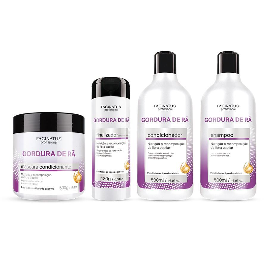 KIT-GORDURA DE RÃ (SHAMPOO+CONDICIONADOR+MÁSCARA+FINALIZADOR)