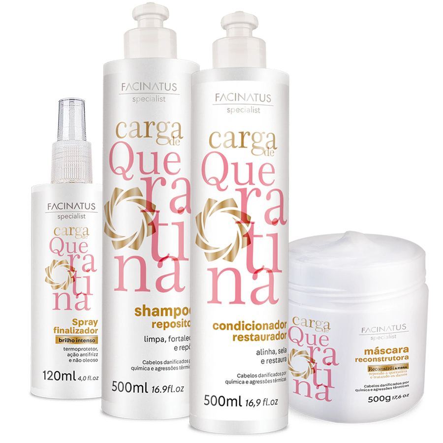 KIT CARGA DE QUERATINA (SHAMPOO+CONDICIONADOR+FINALIZADOR)