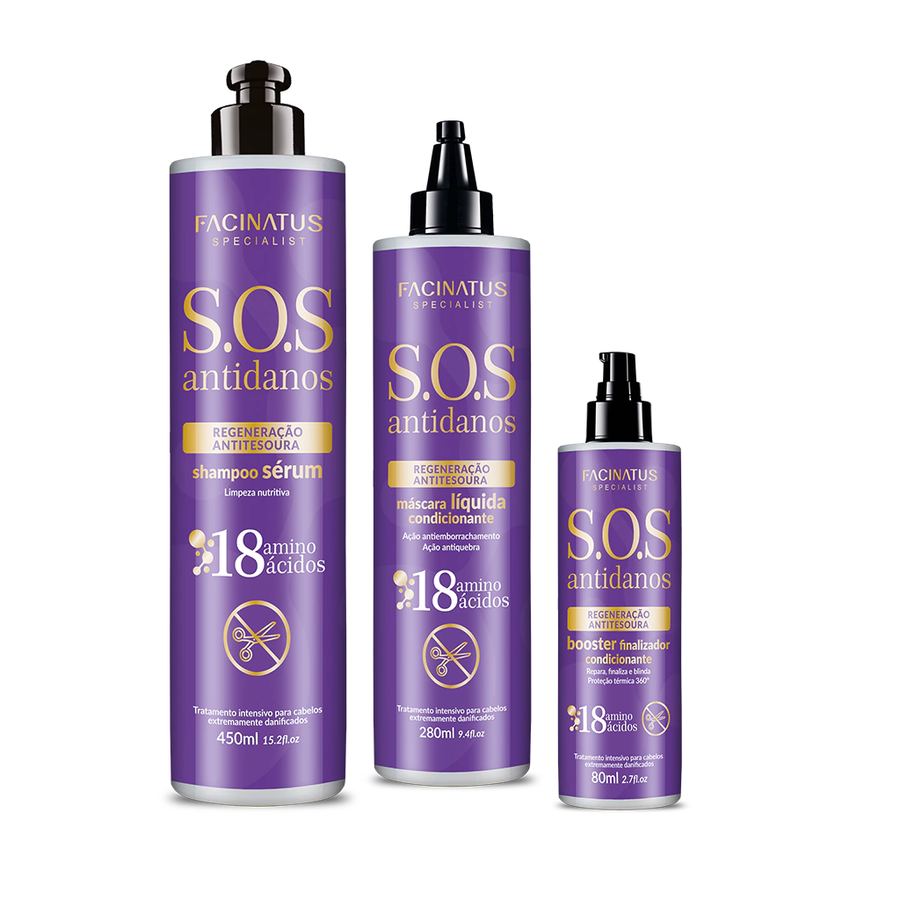 KIT SOS ANTIDANOS (SHAMPOO+MÁSCARA+BOOSTER)