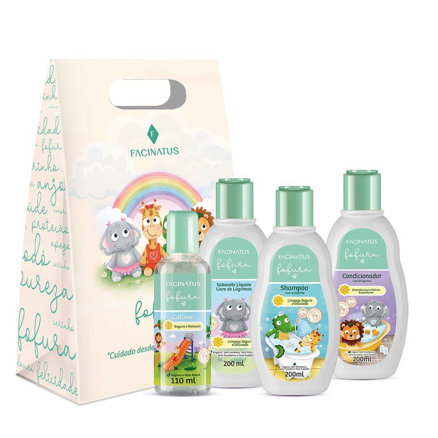 BABY FOFURA-KIT(SHAMPOO+CONDICIONADOR+SABONETE LÍQUIDO + COLONIA + SACOLA)