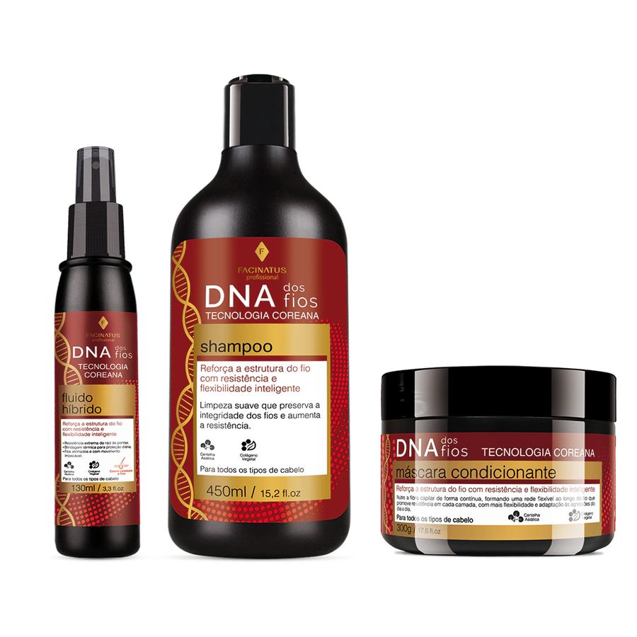 KIT DNA DOS FIOS (SHAMPOO+MÁSCARA+FINALIZADOR)