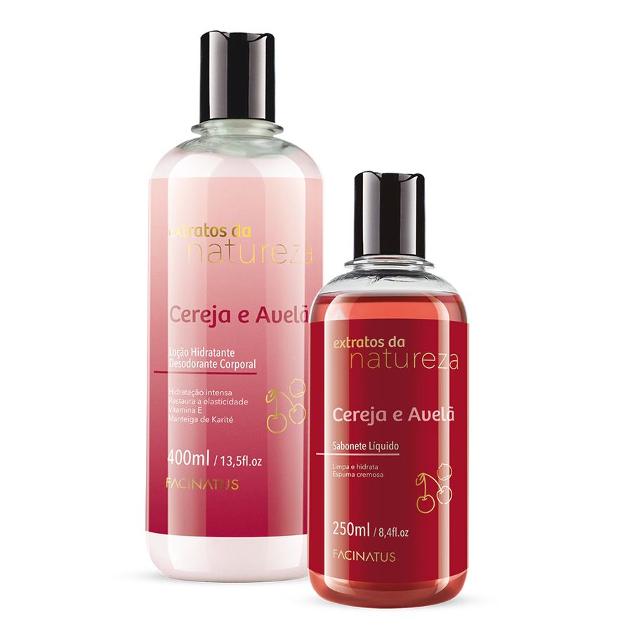KIT CEREJA E AVELÃ (LOÇÃO HIDRATANTE + SABONETE LIQUIDO)